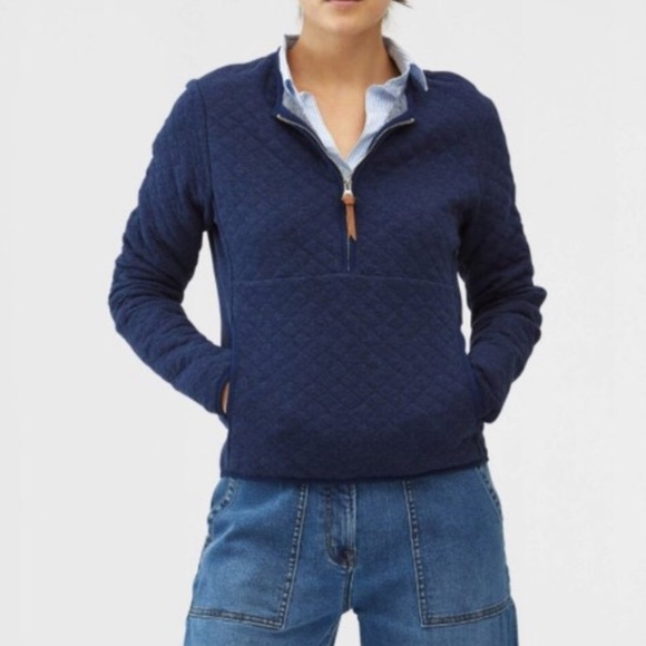 Guideboat Co. Women’s Size M Jacquard Knit J’Adore Half Zip Quilted Navy Jacket - Picture 1 of 14